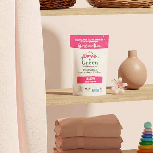 Love and Green | Lessive certifiée Ecodétergent sans parfum (recharge à diluer)