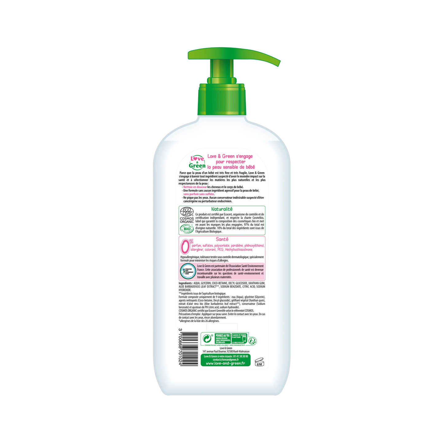 Love and Green | Gel lavant corps et cheveux bio