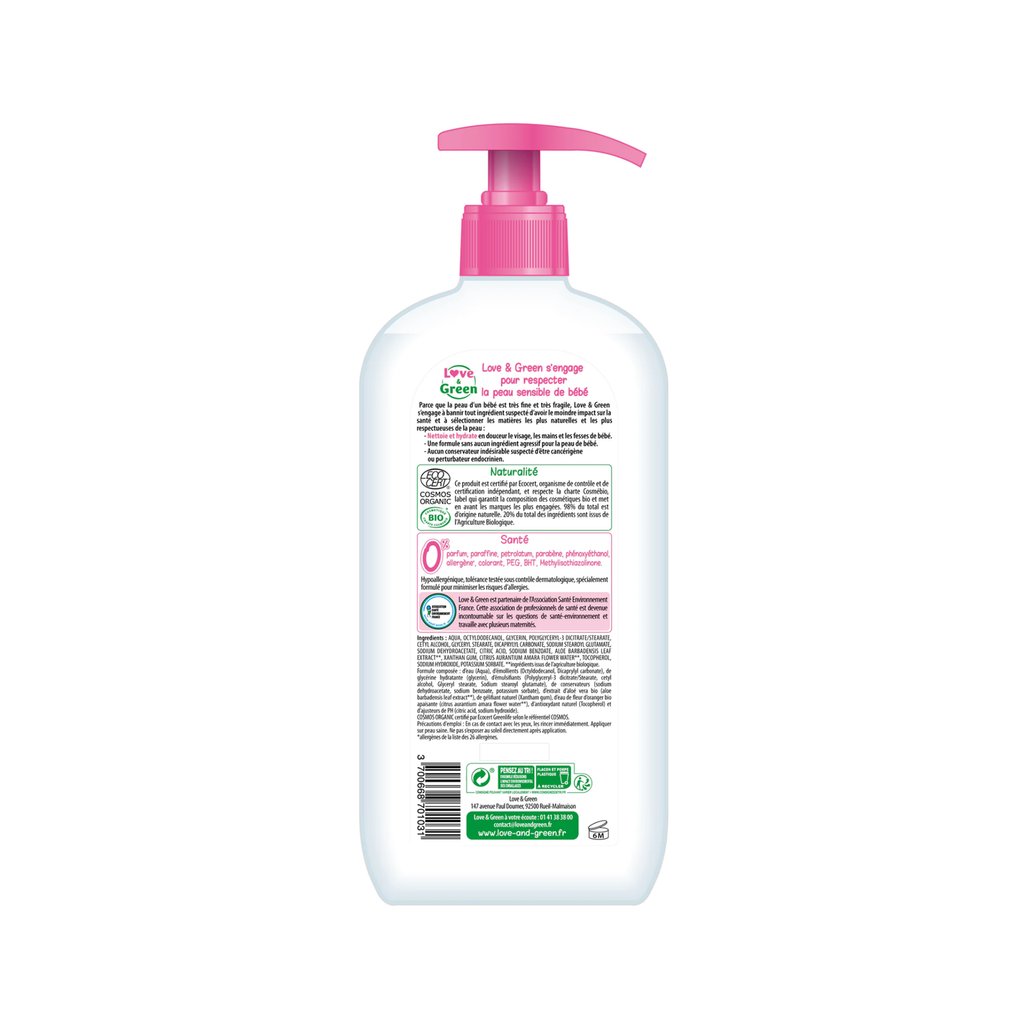 Love and Green | Lait de toilette hydratant bio
