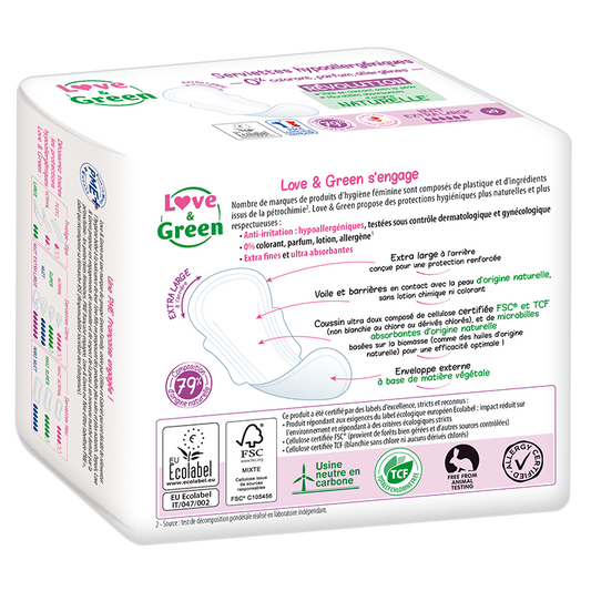 Love and Green | Serviettes écologiques Ultra-nuit XL