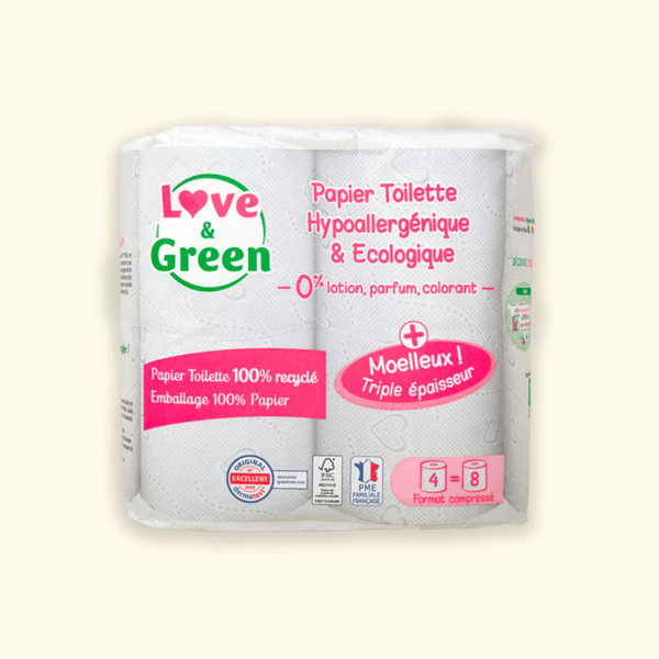 Love and Green | Papier Toilette Recyclé Hypoallergénique FSC