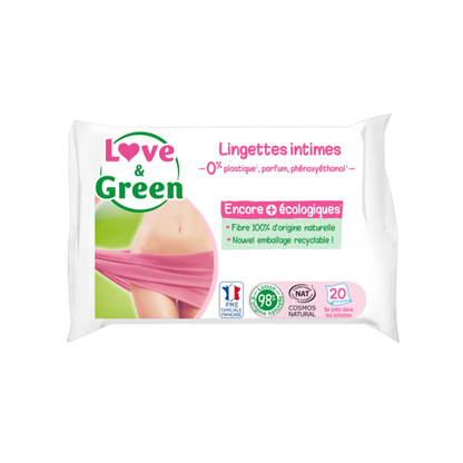 Love and Green | Lingettes intimes apaisantes Aloe vera