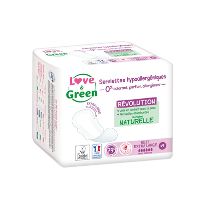 Love and Green | Serviettes écologiques Ultra-nuit XL