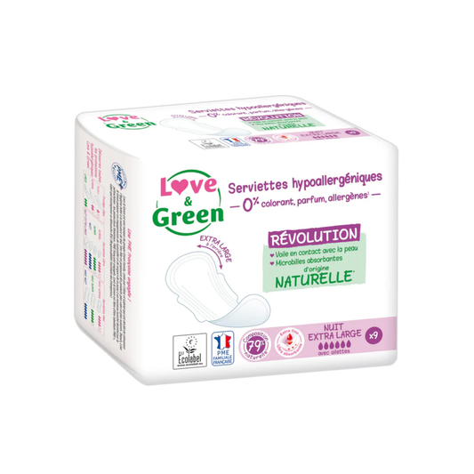 Love and Green | Serviettes écologiques Ultra-nuit XL