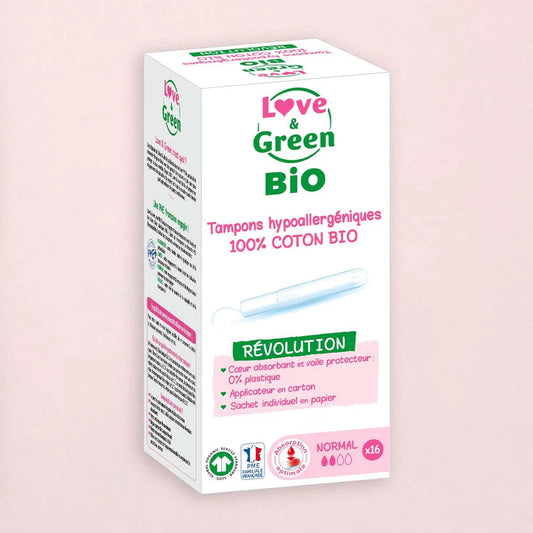 Love and Green | Tampons 100% coton BIO avec applicateur - Normal