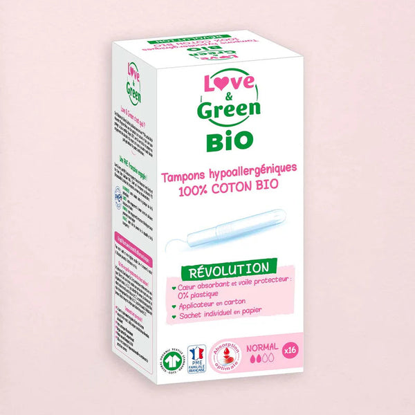 Love and Green | Tampons 100% coton BIO avec applicateur - Normal