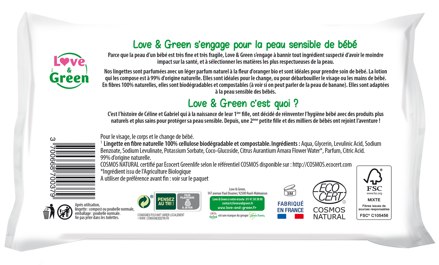 Love and Green | Lingettes écologiques à la fleur d’oranger bio