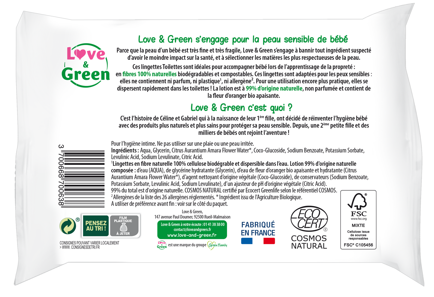 Love and Green | Lingettes toilettes écologiques