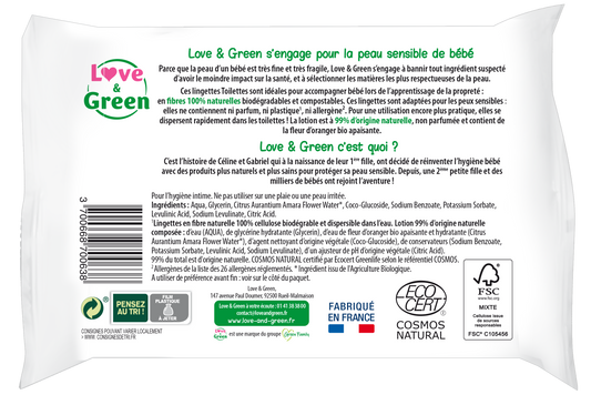 Love and Green | Lingettes toilettes écologiques