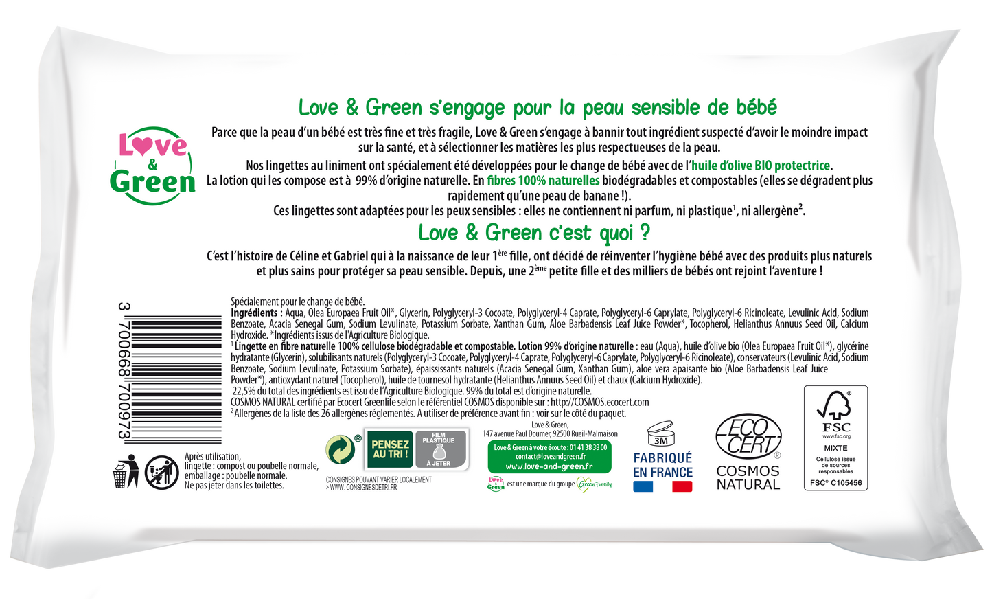 Love and Green | Lingettes écologiques au liniment